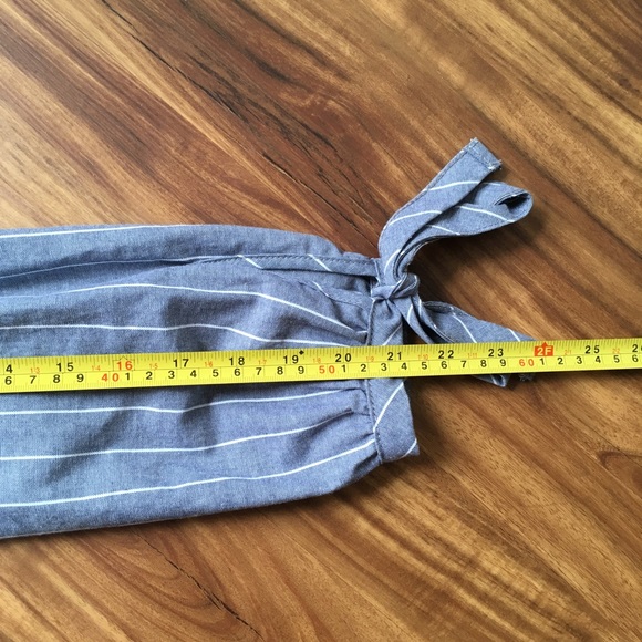 Gray off shoulder long sleeve shirt gray white stripe tie cuffs NORDSTROM BP - Picture 7 of 9